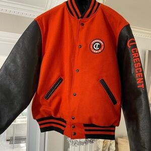 Halloway men’s the original Varsity Jacket size large black and orange.